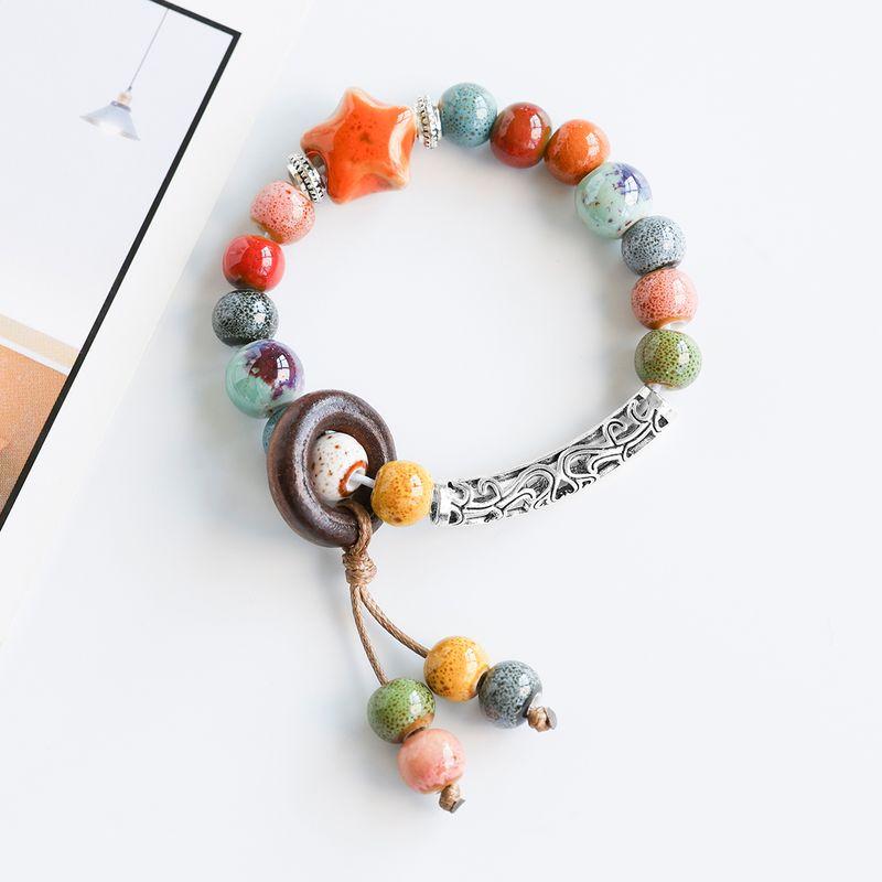 Ethnic Style Ceramic Bracelet Jingdezhen Jewelry Beaded Hand Jewelry Student Couple Bracelet Niche High Sense Carrying Strap Women