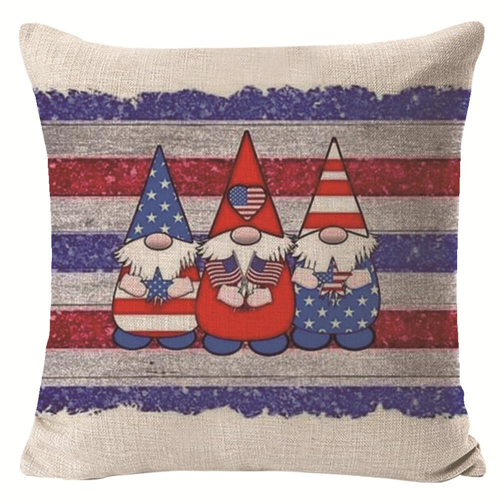 New American Independence Day Pillow Stars and Stripes Cushion Pillow Cover Festive Red and Blue Printed Letters One Piece