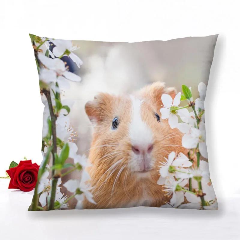 Guinea Pig Zipper Pillowcase Home Decor Satin Square  Bedroom