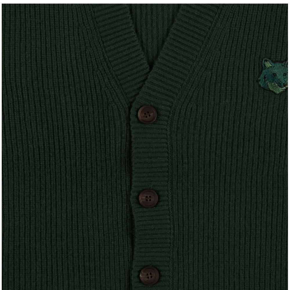 MaiSon KitSune Bold Fox Head Patch V Neck Men S Cardigan Nm00501kt1093