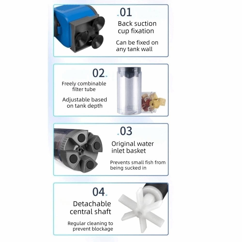 Silent Operation Fish Tank Filter with Filter Cotton Submersible Filter Clean Water Circulation