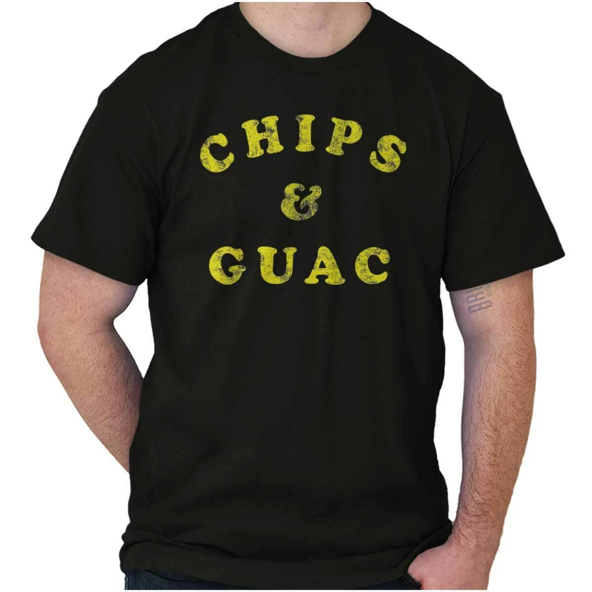 Funny Avocado Lover Food Joke Chips and Guac Womens or Mens Crewneck T Shirt Tee XL