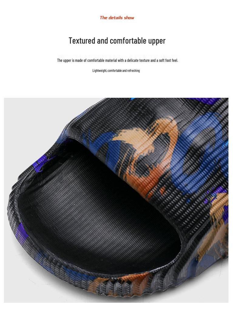 Men's Camouflage Plus Size Casual Sandals & Slippers - One-Strap Stepping Comfort for Beach & Everyday Wear.