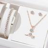 Set di Gioielli in Zirconia 5 Pezzi Anello di Cristallo Collana Bracciale Orecchini Semplice Elegante Versatile Set Regalo
