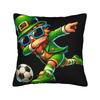 Pillow Cover Funny Leprechaun Playing Soccer St Patrick Day Novelty Pillow Case For Living Room Chair Pillowcases