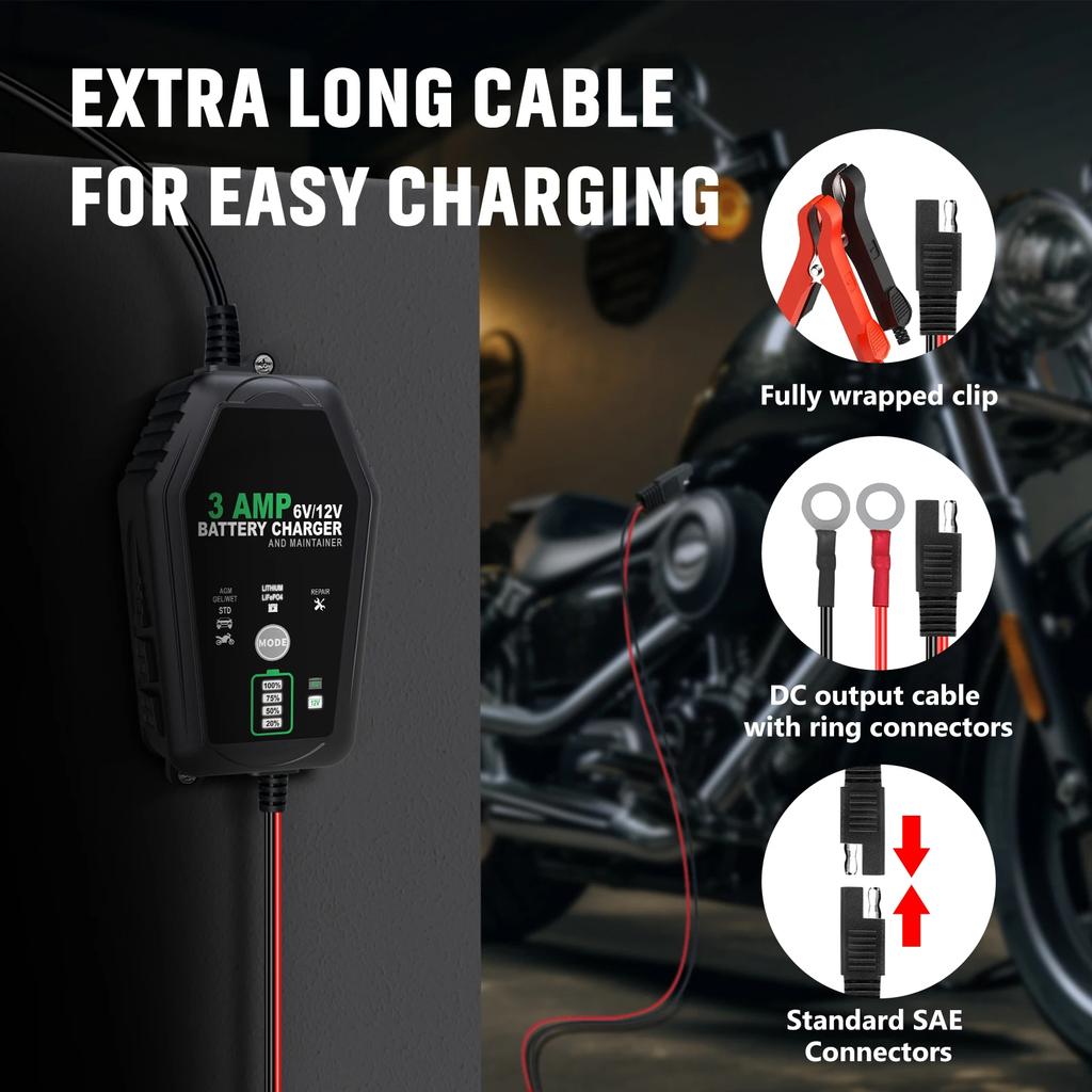 Încărcător Inteligent Baterie 6V 12V 3000mA Automat pentru Încărcare de Întreținere Litiu LiFePO4 Plumb-Acid AGM GEL Baterie Încărcător Auto Motocicletă