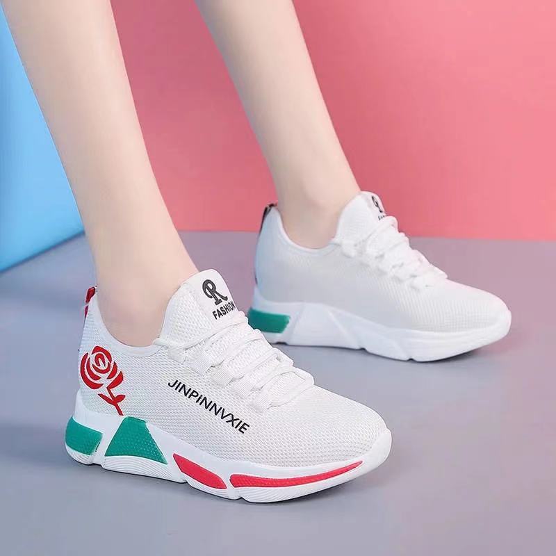 Shoes Women'S Ladies Casual Shoes Fashion Versatile Flying Weave Mesh Breathable Single Shoes Sneakers