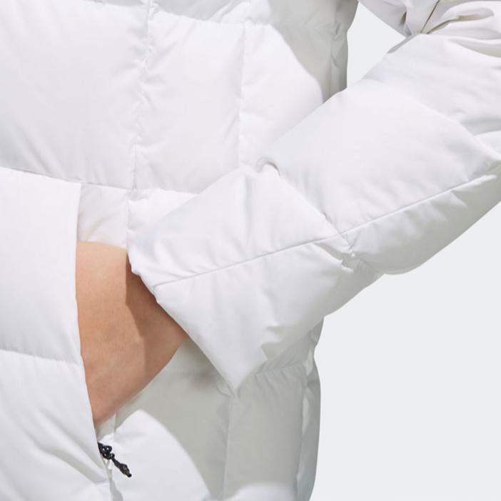 Adidas Logo Print Mid-Length Hooded Down Jacket Women Outerwear White FQ7570