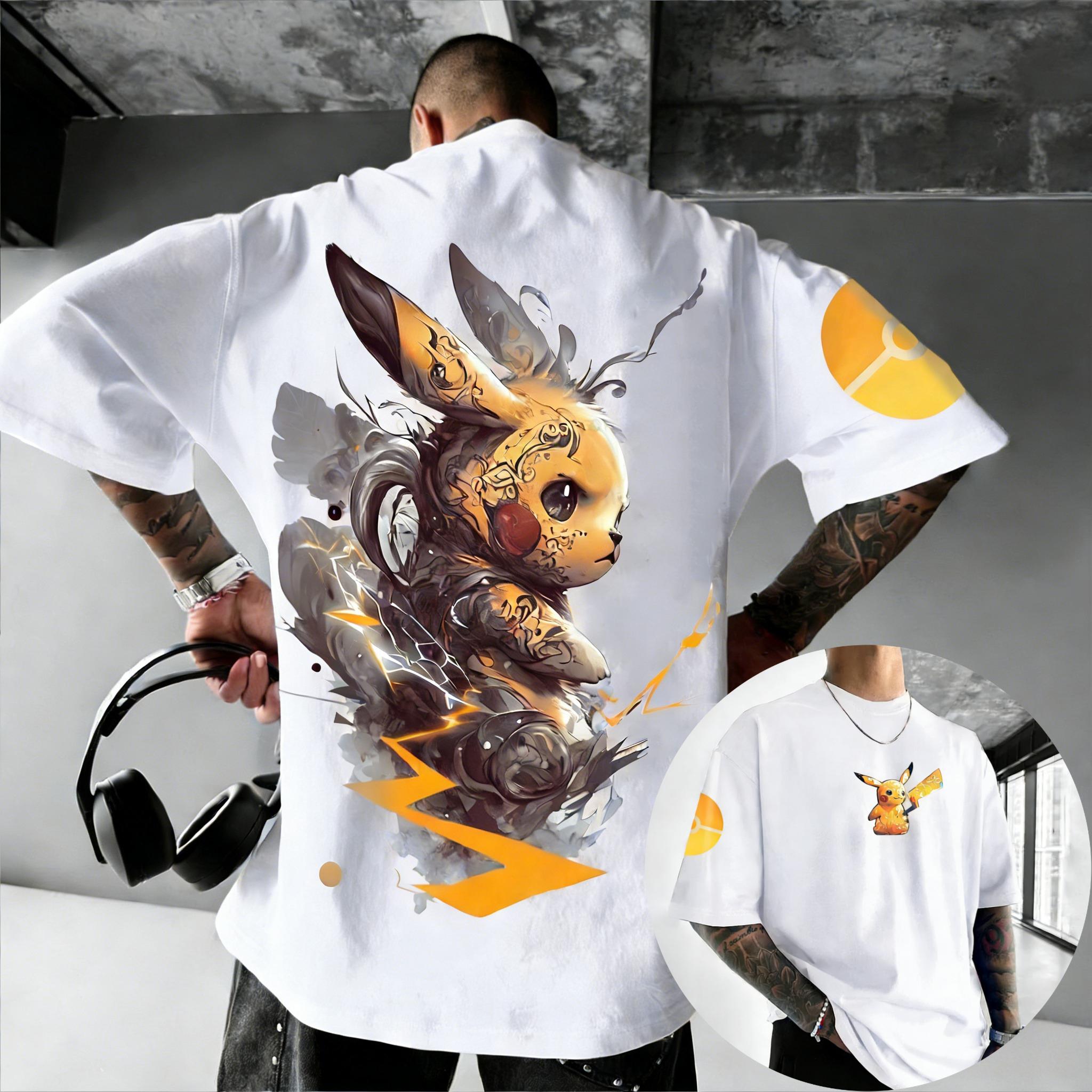 

Pokémon Anime Peripheral Pikachu Doublesided Printed Tshirt 2026 Summer Kids Tee Outdoor Training and Fitness Mens Sportswear 4XL