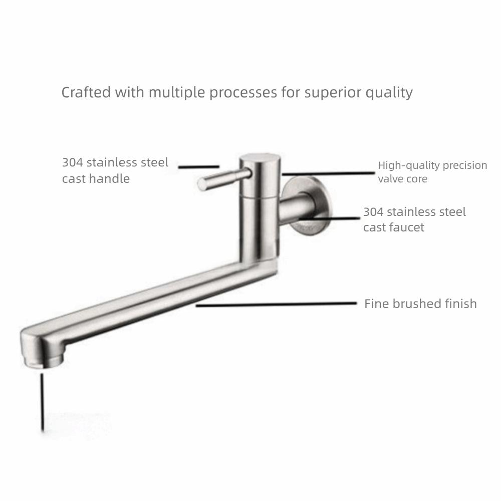 180° Rotation Kitchen Faucet Lengthened Outlet Stainless Steel Sink Tap  Bathroom Use