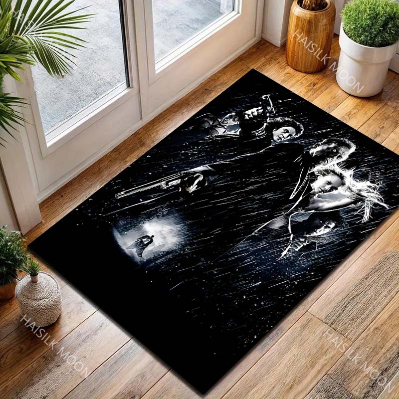 1PC Noir movie poster, armed figures Carpet for Living Room Bedroom Sofa Home Decor Rus Non-slip Floor Mat Luxury Gift