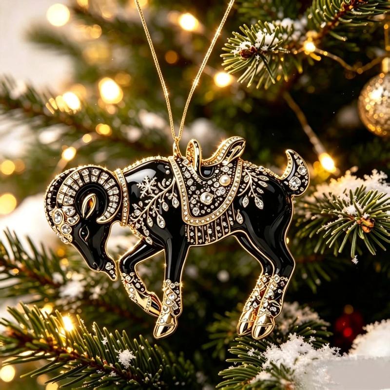 Christmas Tree Hanging Ornament Chinese Zodiac Goat Acrylic Pendant for Home Winter Holiday New Year Party Decor Gift