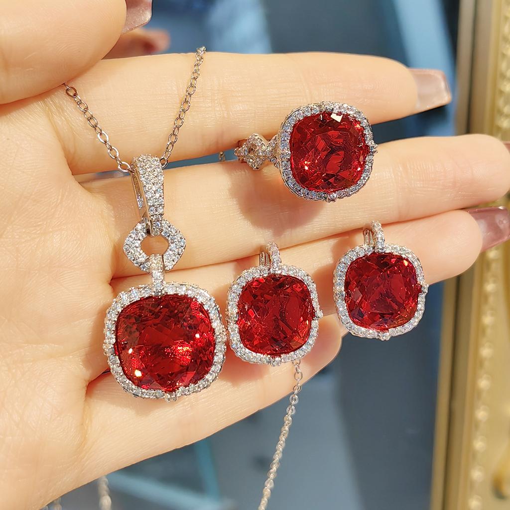 Kleur Schat Oorbellen Fanta Ring Violet Geel Diamanten Set