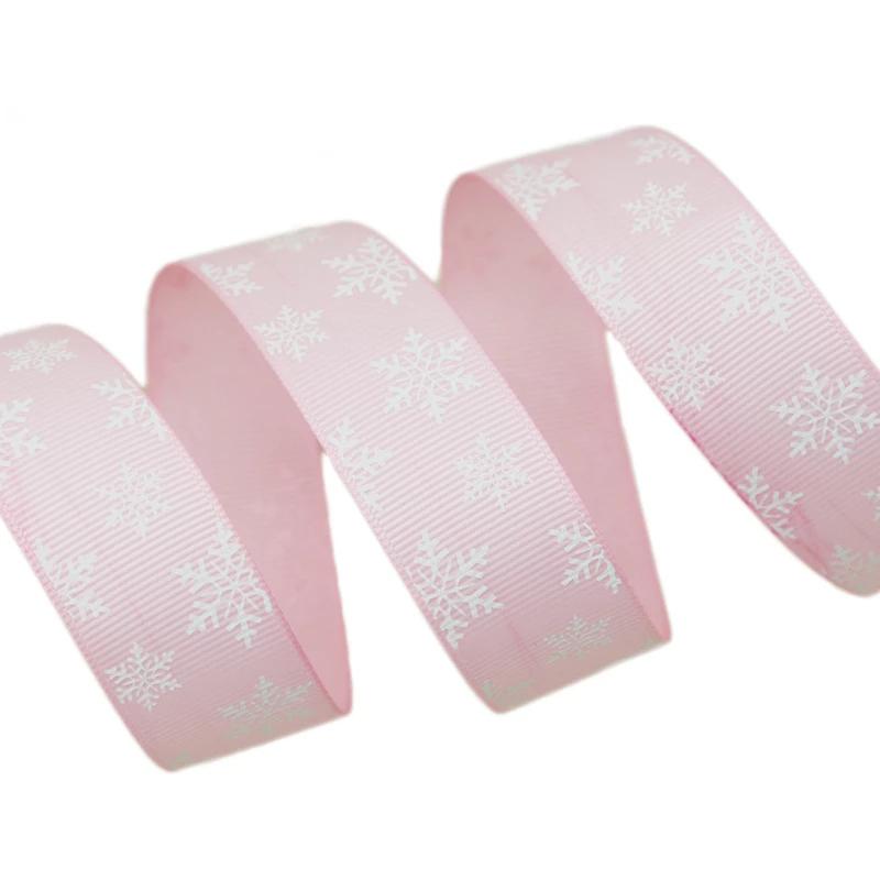 (10 meters/lot) 1" (25mm) Red printed White snowflake Grosgrain Ribbon christmas gift ribbons