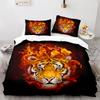 Purple Fire Tiger Duvet Cover Set 3D Print Wild Animals Queen King Size Bedding Set For Kid Boy Teen Comforter Cover With Zipper