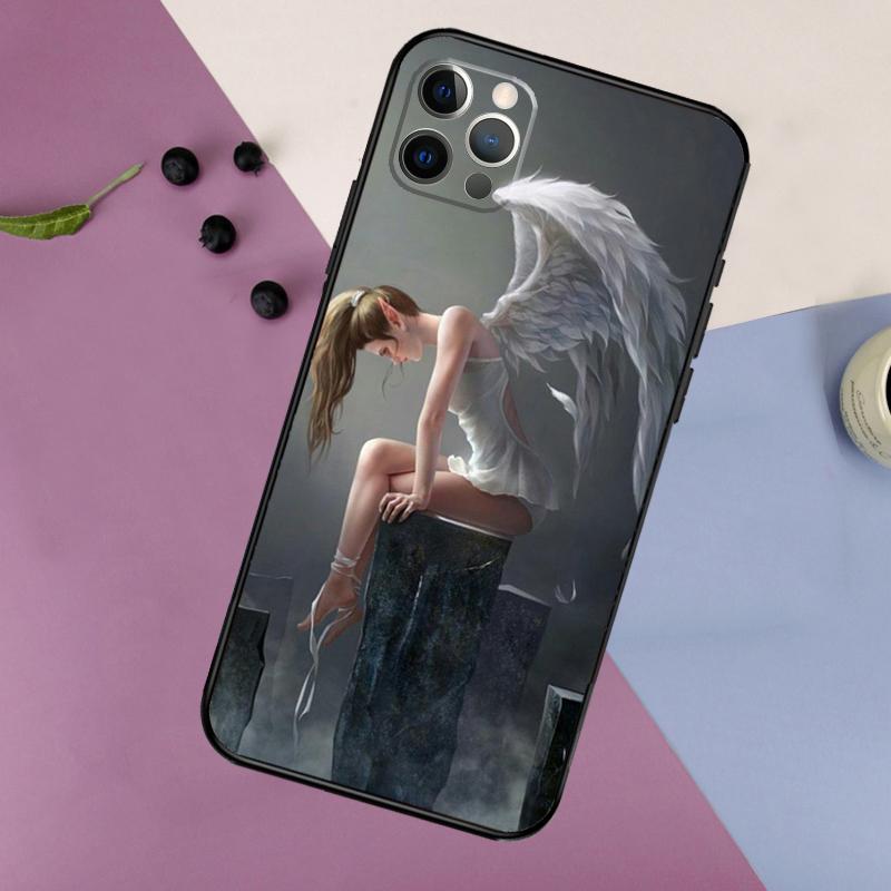 Fantasy Angel Girl Wings Phone Case For iPhone 16 15 14 13 11 12 17 Pro Max mini 15 16 Plus 16e 17 Air Bumper Cover