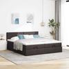 Exclusive House - Ottoman Bed Frame with Dark Brown Mattress 180x200 Cm Fabric