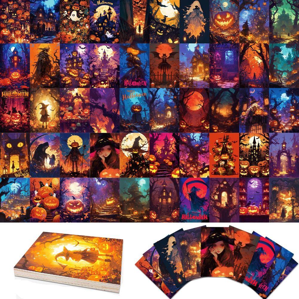 

50 листов тыквы напечатаны Хэллоуин настенный коллаж набор декоративные открытки комнатные постеры декор