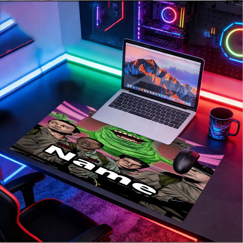 Custom Name Personalized Ghostbusters Pattern Mousepad, Laptop PC Desk Mat, Decorative Desk Mat for Home Keyboard Pad Gift
