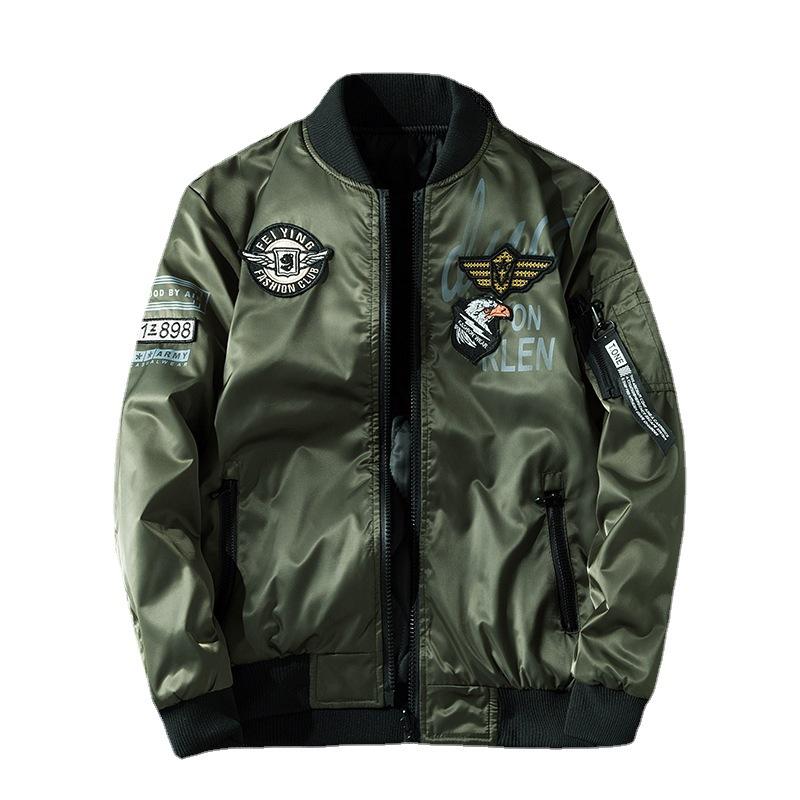 Reversible Cotton Flight Suit Pilot Jacket Men's Padded Baseball Jacket Loose Plus Size Jacket Men