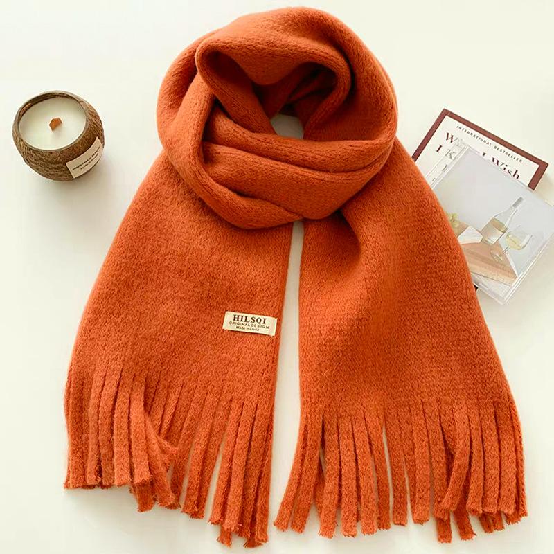 Cloth Label Knitted Scarf Women'S Season Thickened Warm Student Couple Woolen Circumference