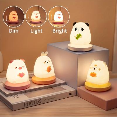 Piglet Tiger Rabbit Panda Modeling Usb Silicone Children Sleep Night Light Rechargeable Bedroom Bedside Ambient Light Gift