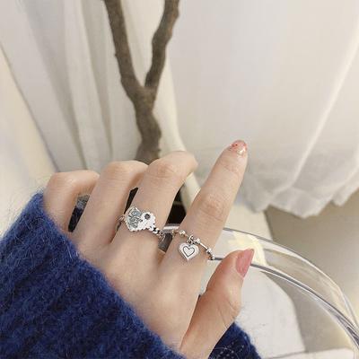 2 Pieces of Lovers Ring Love Lovely Opening Adjustable Temperament Fashion Carved Women Ring