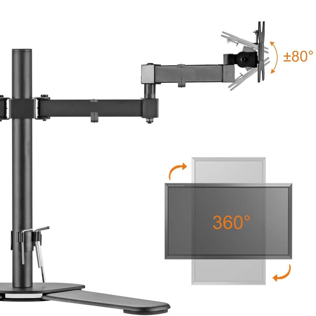 Bracwiser Monitor Dual Display Compatible with Inch LCD 10kg Weight Capacity VESA ML7442 Arm, Stand, Freestanding, 13-32 Monitors, (1 Monitor),