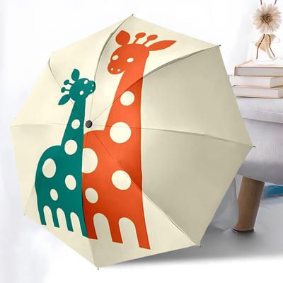 1pc Giraffes Automatic Folding Umbrella Portable Collapsible 8-Rib Umbrella for All Seasons, Casual Outdoor Accessory, B13