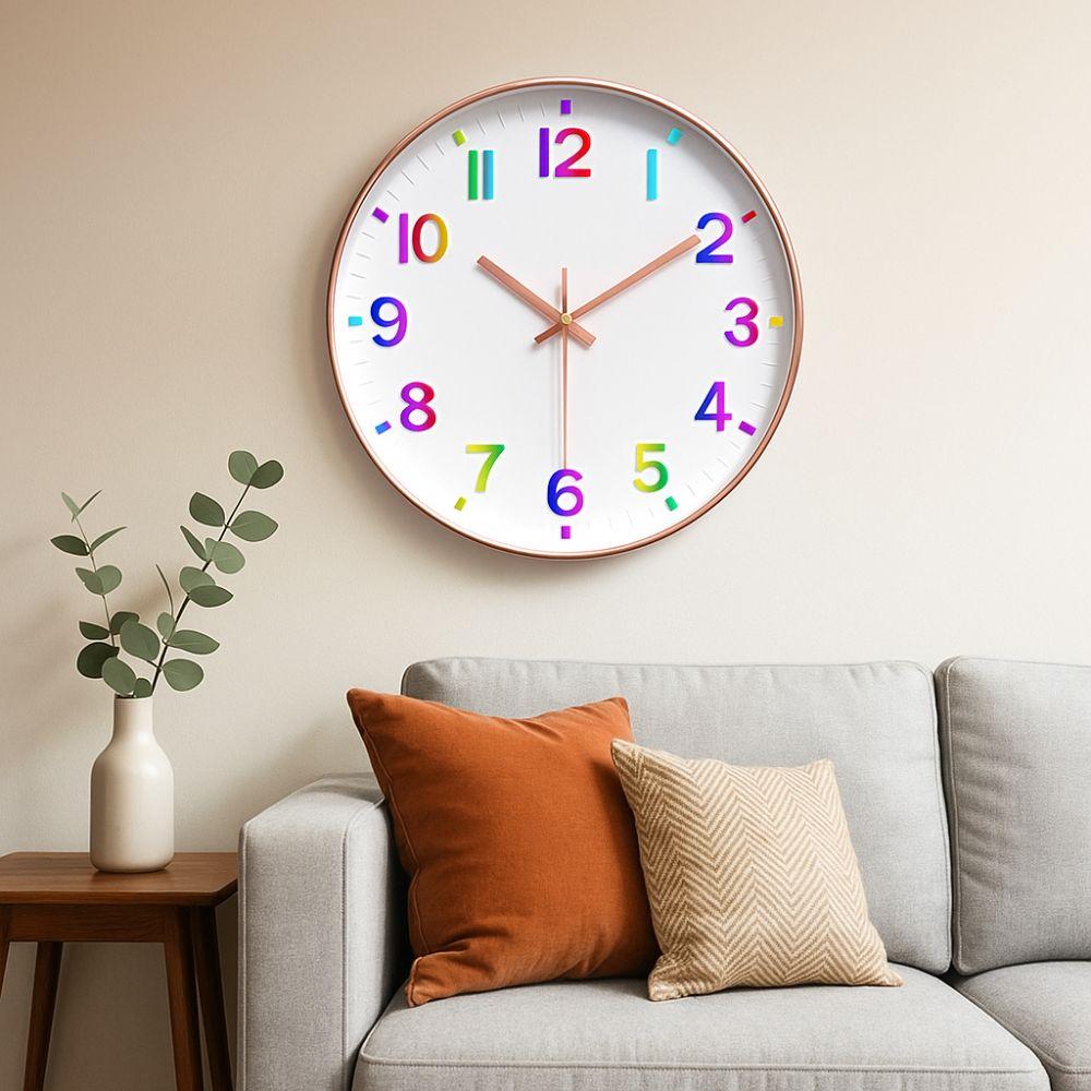 Colorful Numbers Quartz Clock 12 Inch Silent Wall Clock Children Clock  Home Office Decorative