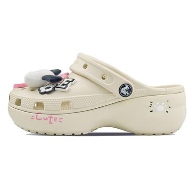 Crocs Classic Platform Clog BNK Little Friend EVA Sweet Mood Simple Fashion Versatile Casual Hole Shoes Women's Bone White