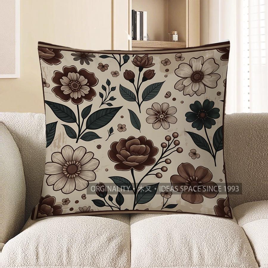 2D Colorful Floral Patterned Decorative Throw Pillows Pattern Cushion Cover Suitable For Sofa Bedroom Car Pillow Cover