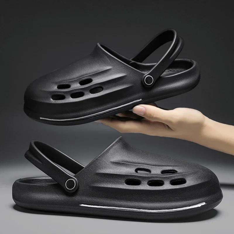 

Сандалии для мужчин на открытом воздухе, легкие, дышащие, мягкие, мужские тапочки из ЭВА, модные, мужские, садовые, сабо, повседневная обувь для пар 45