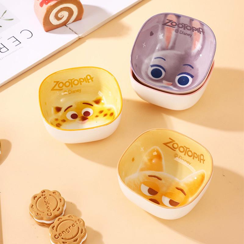 4-teiliges Disney Zootopia Judy Nick Dessertschalen-Set, Schulsachen, Neuheit Snackschale, für Dips Saucen, Gewürze, Leicht zu reinigende Dippschalen