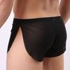 Einfarbige Herren-Unterwäsche, ultradünn, durchscheinend, niedrige Taille, geteilte Boxershorts