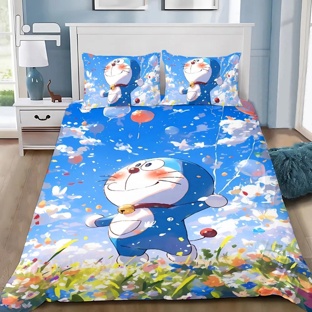 Carton D-Doraemons Soft Duvet Cover Pilowcase Children Beding Set Adult People Boy Girl Bedrom Decoration Gift Single Double Large Sized Dimensions