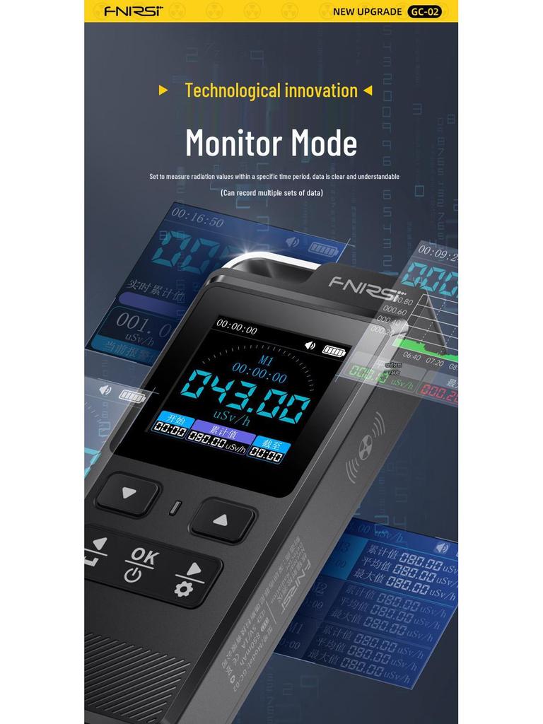 FNIRSI GC-02 Professional Nuclear Radiation Detector & Personal Geiger Counter Dose Alarm