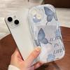 Blue butterfly for iPhone17promax mobile phone case Apple 16 cream wave 14/13 soft case 15