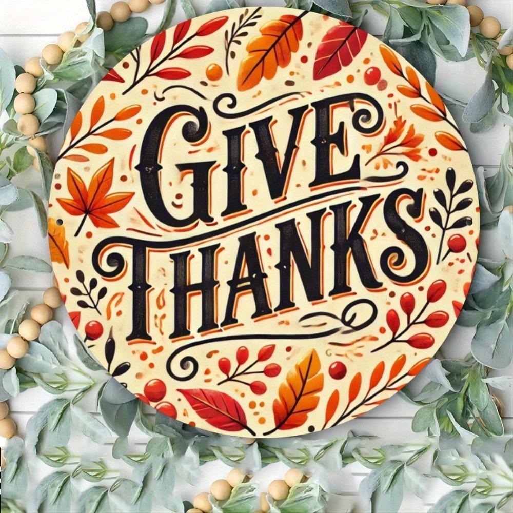 Scratch Resistant Thanksgiving Round Metal Tin Sign Wall Art for Home Bar Cafe Indoor Outdoor Decor