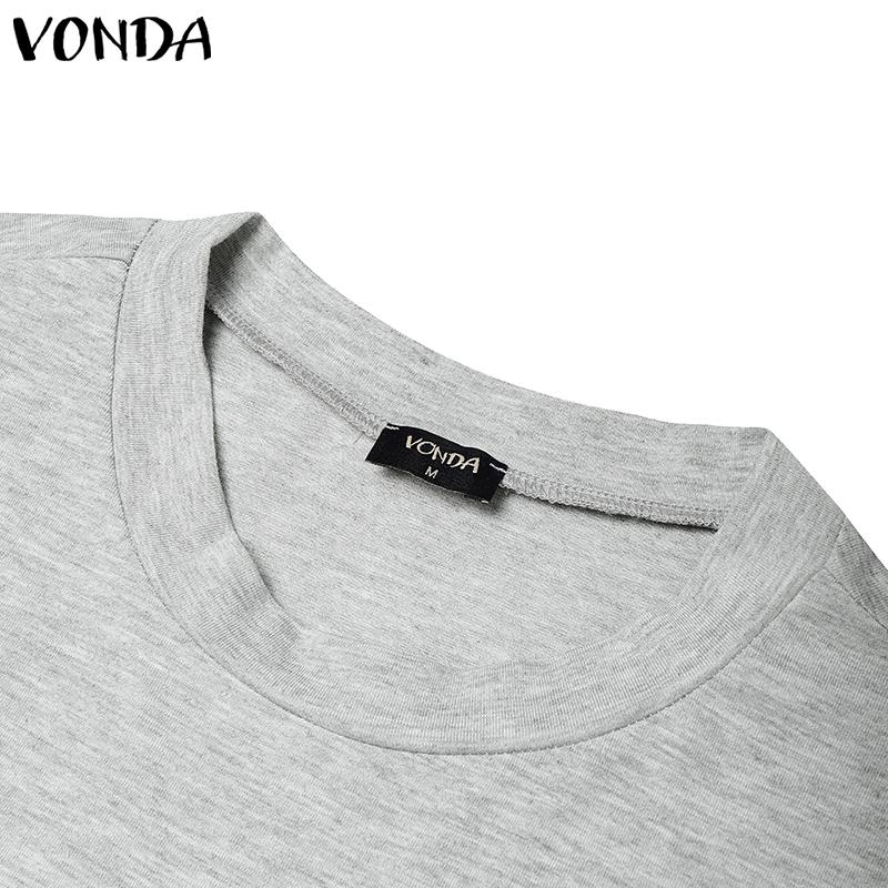 VONDA Women Round Neck Short Sleeve Irregular Ruffled Patchwork Casual Dress
