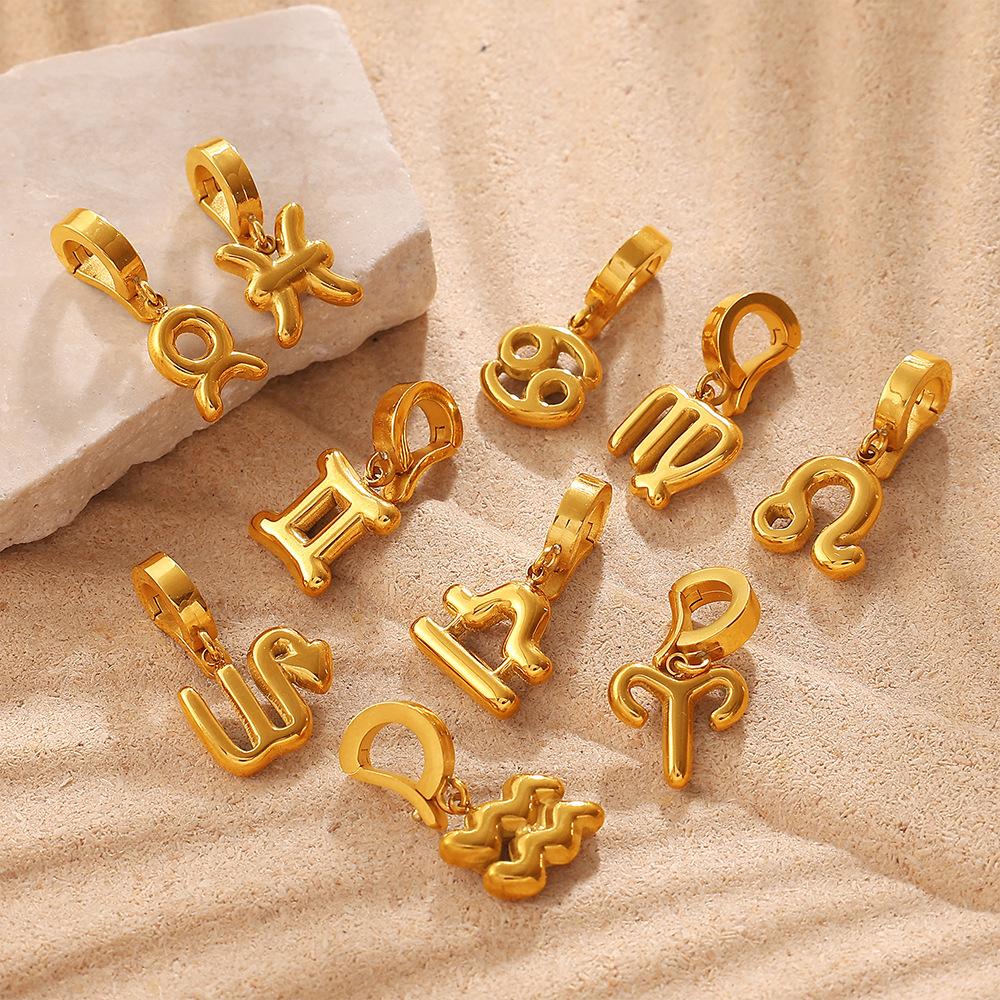 Summer Seaside Vacation Wind Golden Twelve Constellations Bikini Buckle Pendant Gold-plated DIY Accessories