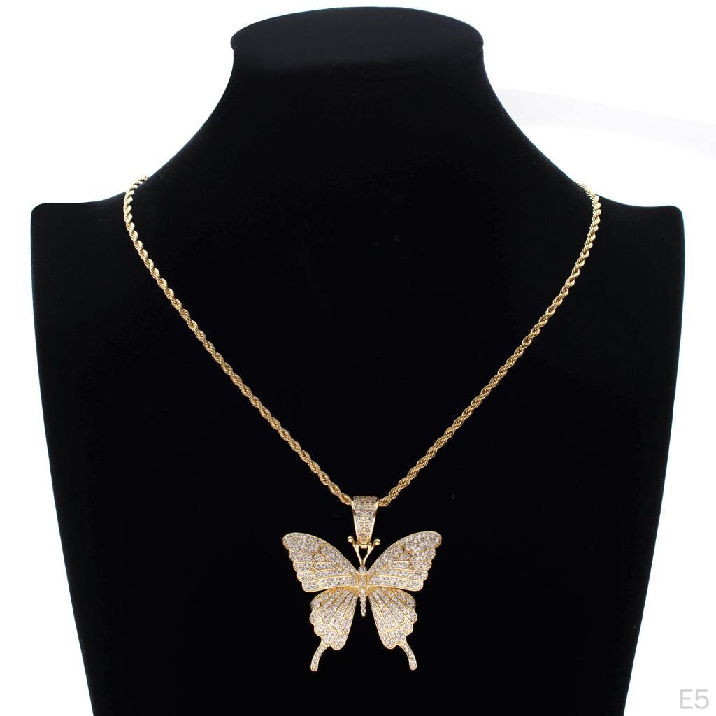 Diamante Butterfly Pendant Necklace Chain Cubic AAA Zirconia Fashion Jewelry