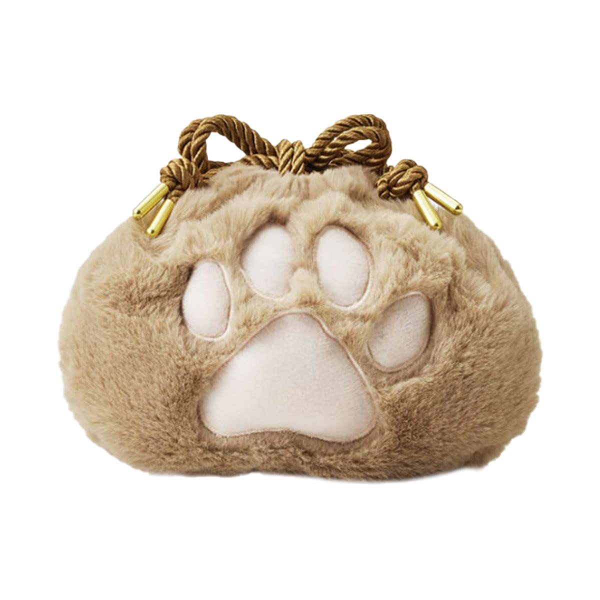 Rajjo Paw Print Drawstring Cosmetic Pouch, Compact Mini Pouch for Small Items, Makeup, Cosmetics, and Accessories (Brown)