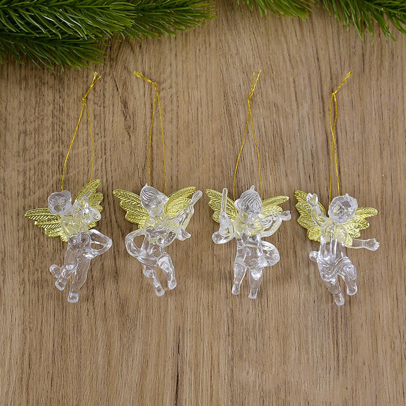 

4pcs Christmas Acrylic Angel Ornaments Christmas Tree Hanging Pendants 2025 Navidad Holiday Decoration for Home New Year Gifts
