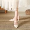 Women's Black Beige High Heels Pointed Toe Slingbacks Pumps Spring Elegant Office Female Baotou Stilettos Shoes Sandals
