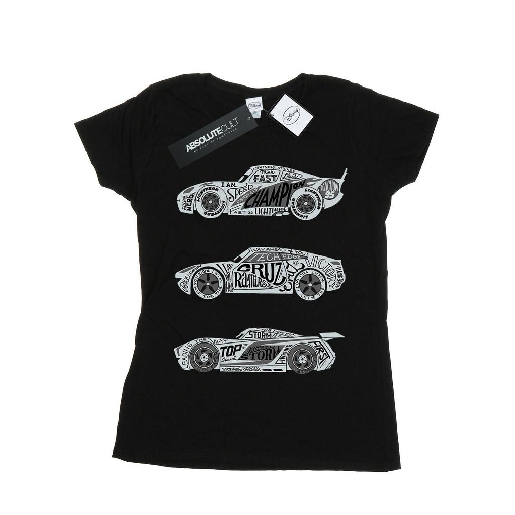 Disney Damen/Damen Autos Text Rennfahrer Baumwoll-T-Shirt