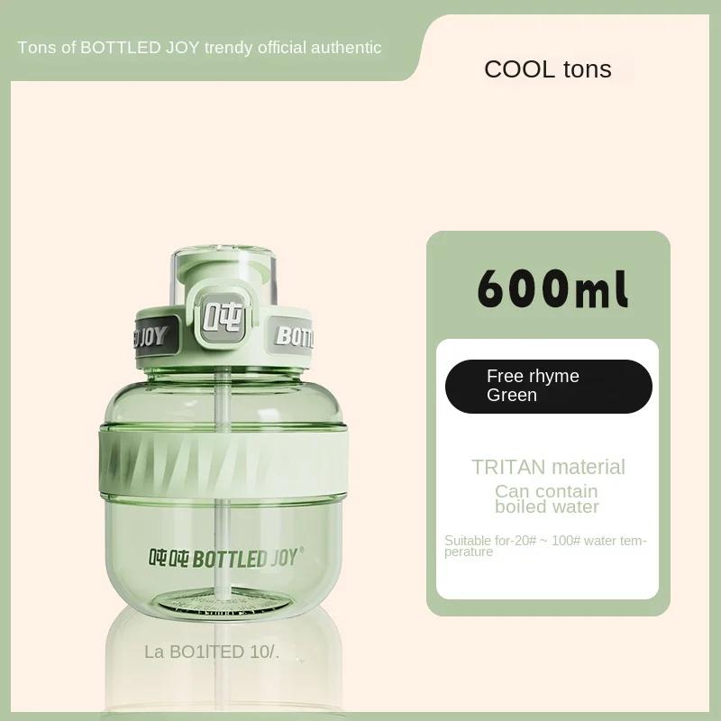 

Бутылированная радость Ван Ибо Тритан Материал Большая бутылка для живота Большая емкость Портативный чайник Милая студенческая пара Летняя бутылка для воды 600ml or 1100ml