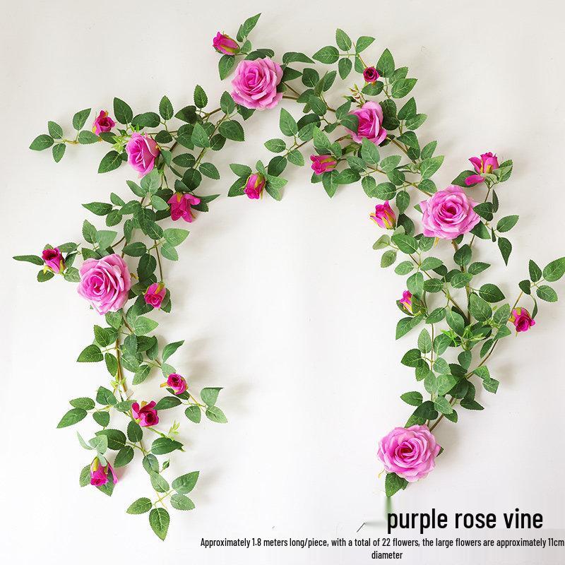 Rose Vine Artificial Flower Decor for Air Conditioner Pipes or Balcony Railings