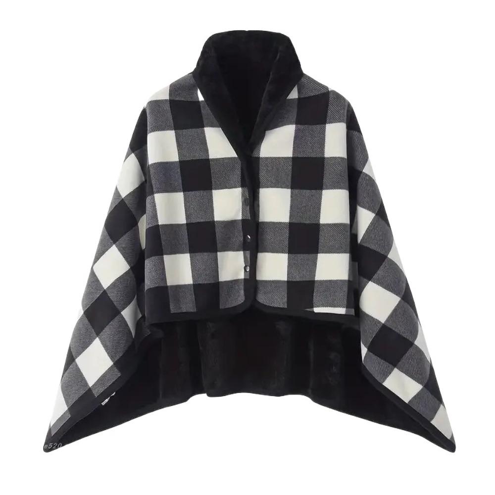 140*100cm Warm Flannel Blanket Shawl Thicken Wearable Scarf Women Retro Stripe Warm Shawl  Winter