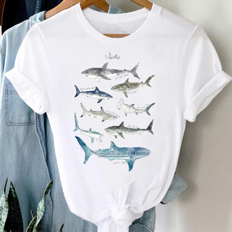 90er Jahre Damen Print Friedensschatten Kurzarm T-Shirt Top Mode T-Shirt Kleidung Lässig Sommer Dame Weiblich Grafik-T-Shirt